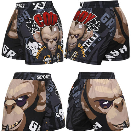 MMA Shorts Kids Muay Thai Rashguard Shark Boxing Trunks Child Kickboxing Fight Grappling Shorts Animal Printed Fight Sprot Pants