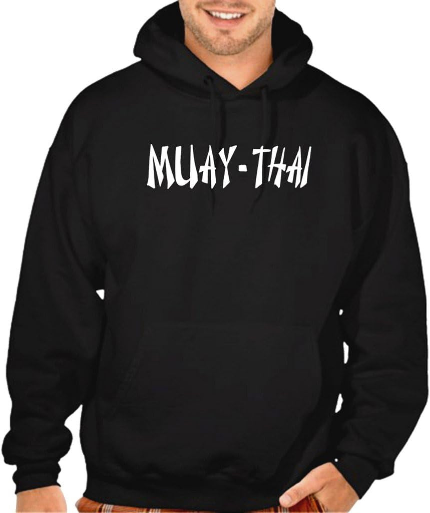 Men'S Muay Thai Fighter V442 Black Pullover Hoodie Sweater Black