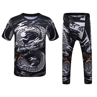 MMA Rashguard for Children Jiu Jitsu T-Shirt +Pants Compression Boxing Sportwear Kids MMA Muay Thai Kickboxing Sets MMA Clothing