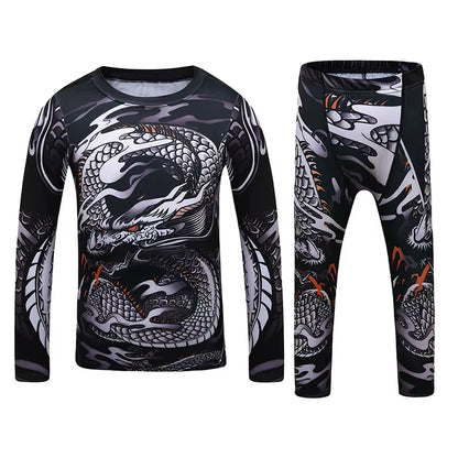MMA Rashguard for Children Jiu Jitsu T-Shirt +Pants Compression Boxing Sportwear Kids MMA Muay Thai Kickboxing Sets MMA Clothing
