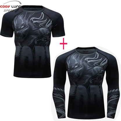 MMA BJJ GI Rashguard T Shirts+Muay Thai Shorts Rash Guard Clothing Boxing Jerseys MMA Compression T-Shirt Men Kickboxing Sets