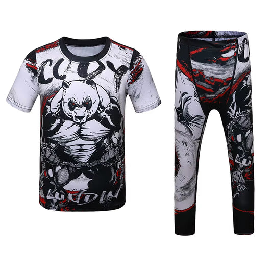 MMA Rashguard for Children Jiu Jitsu T-Shirt +Pants Compression Boxing Sportwear Kids MMA Muay Thai Kickboxing Sets MMA Clothing