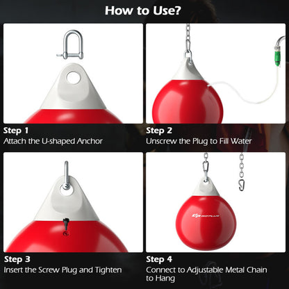 18 Inch 110 Pound Heavy Punching Water Aqua Bag with Adjustable Metal Chain