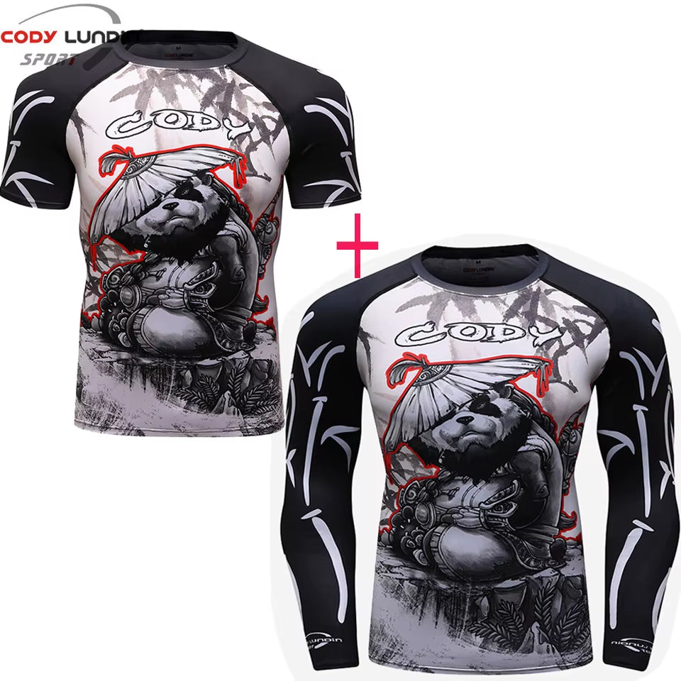 MMA BJJ GI Rashguard T Shirts+Muay Thai Shorts Rash Guard Clothing Boxing Jerseys MMA Compression T-Shirt Men Kickboxing Sets