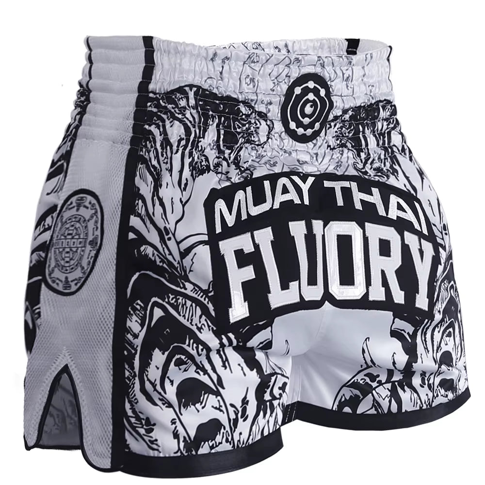FLUORY Muay Thai Shorts Free Combat Mixed Martial Arts Boxing Training Match Pants Men and Women
