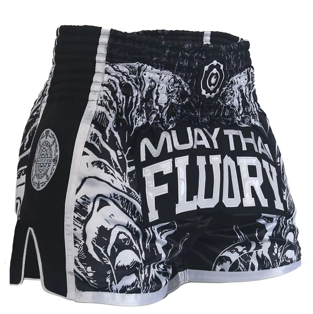 FLUORY Muay Thai Shorts Free Combat Mixed Martial Arts Boxing Training Match Pants Men and Women