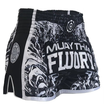 FLUORY Muay Thai Shorts Free Combat Mixed Martial Arts Boxing Training Match Pants Men and Women